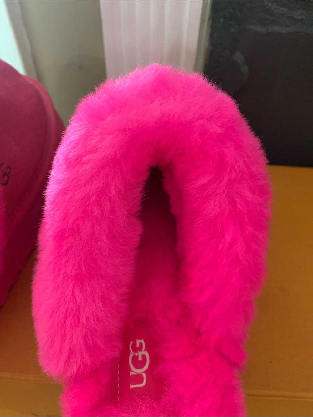 UGG Hot Pink Suede Shearling Clog Slippers - Picture 5 of 10